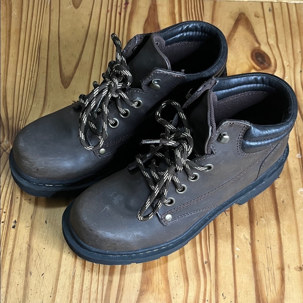 LOWER EAST SIDE RARE 90'S VTG. CHUNKY LUG BROWN LACE UP OXFORD - Picture 2 of 8